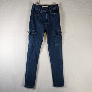 Levi's 721 High Rise Skinny Ankle Cargo Jeans‎ Women's Size 25 Dark Wash Denim